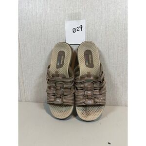 Skechers 40873 Reggae Repetition Sandals slip-on Slides Beige Taupe sz 10